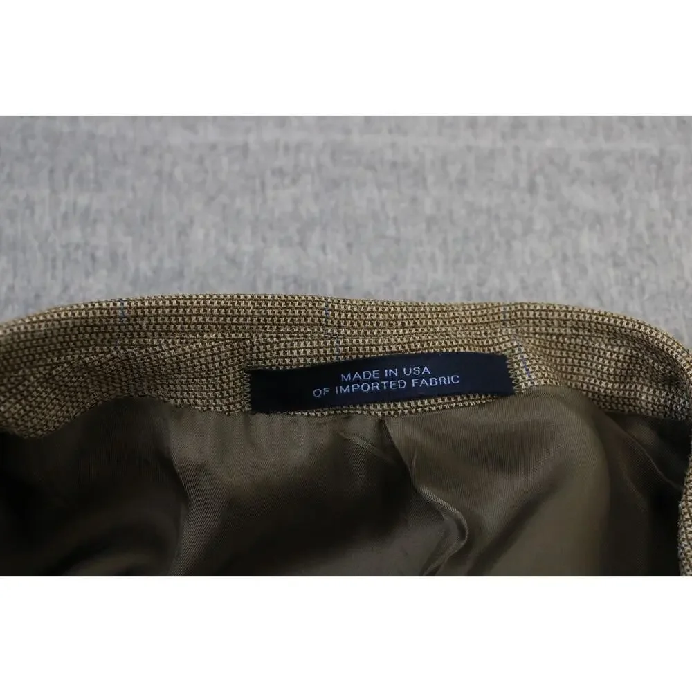 Joseph‎ Abboud Blazer Mens 44R Windowpane Wool Silk Sports Jacket Made In USA
